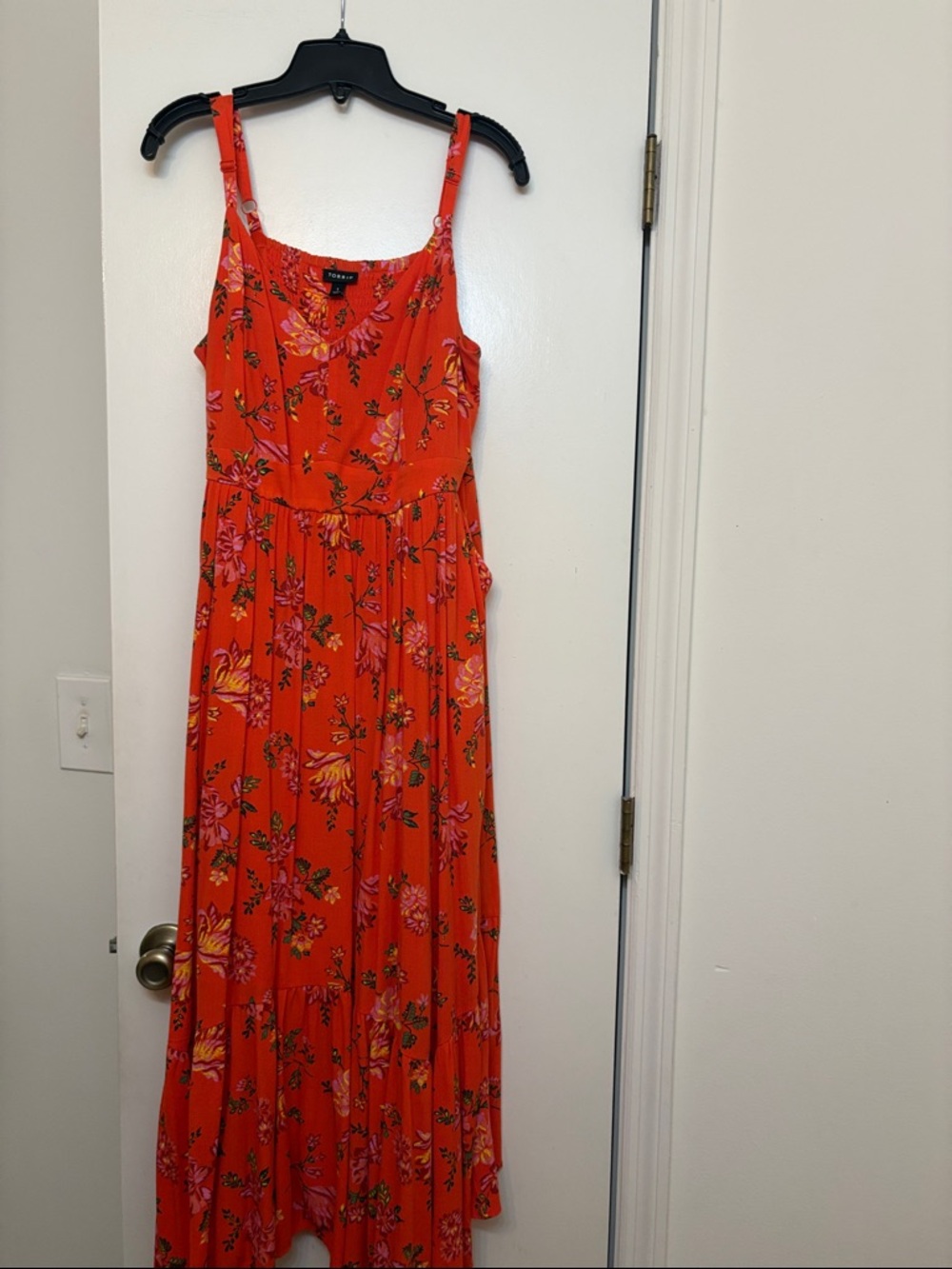 torrid Bright Orange Floral Tiered Maxi Dress